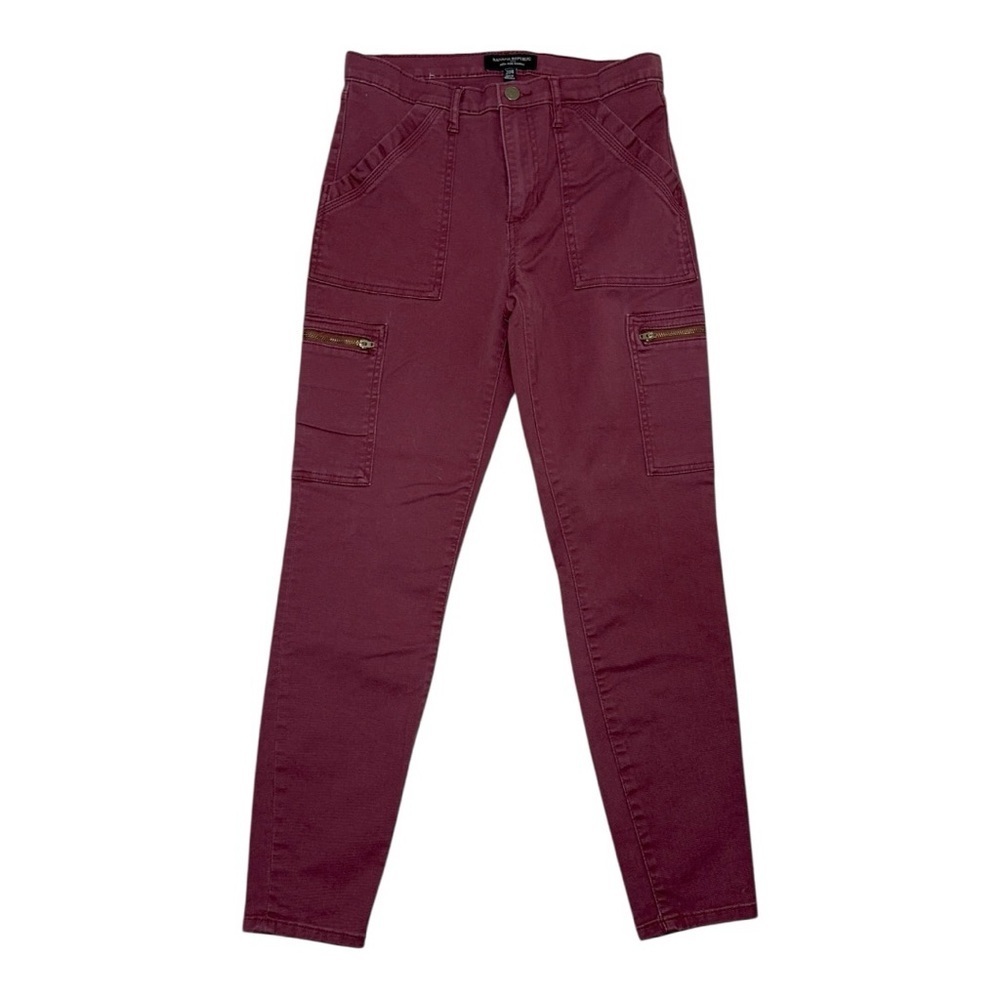 NWT Banana Republic High Rise Utility Twill Pant Size 27 Maroon Burgundy